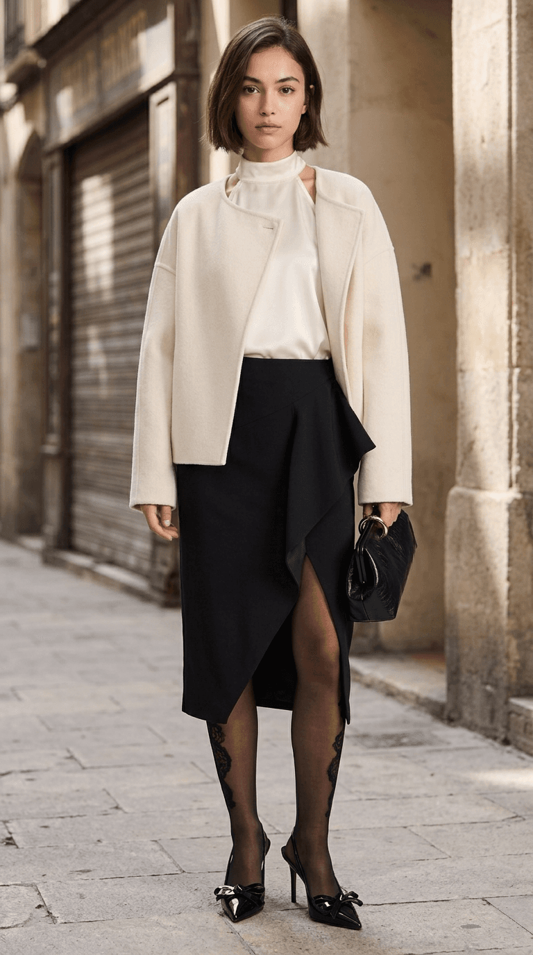 After Work Dining — ein Stylisten-Outfit, auf einem Model gerendert.